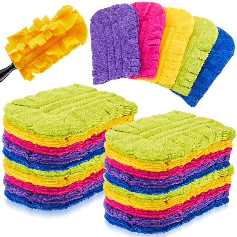 Zubebe 40 Pcs Duster Refill Fleece Refills Hand Dusters Cleaning Reusable Pads Washable for Cleaning Ceiling Fan Hardwoods Window Kitchen Floor, Rainbow Colors (Dark Color) - Image 1